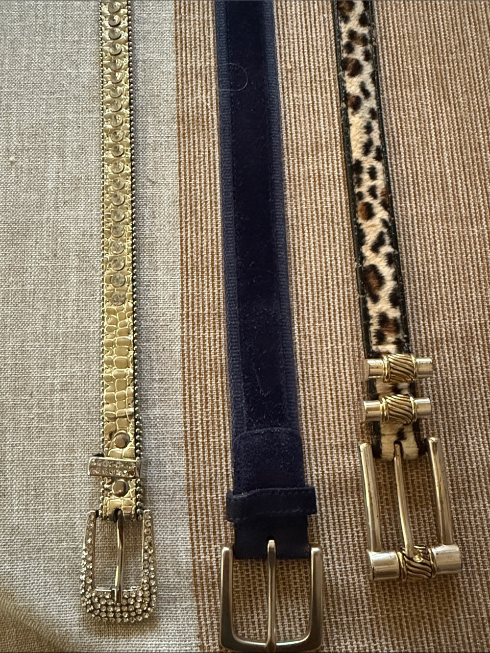 Womens Fashion Belt lot- Gold, Navy, Leopard - Unbranded